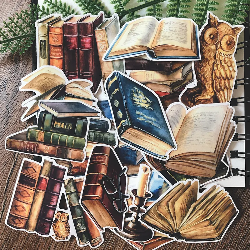 Hand Painted Retro Book Decoration Sticker