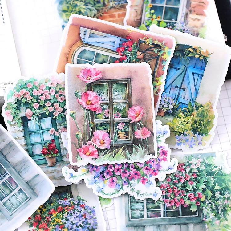 Cute And Creative Small Stickers Translucent Flowers Outside The Window