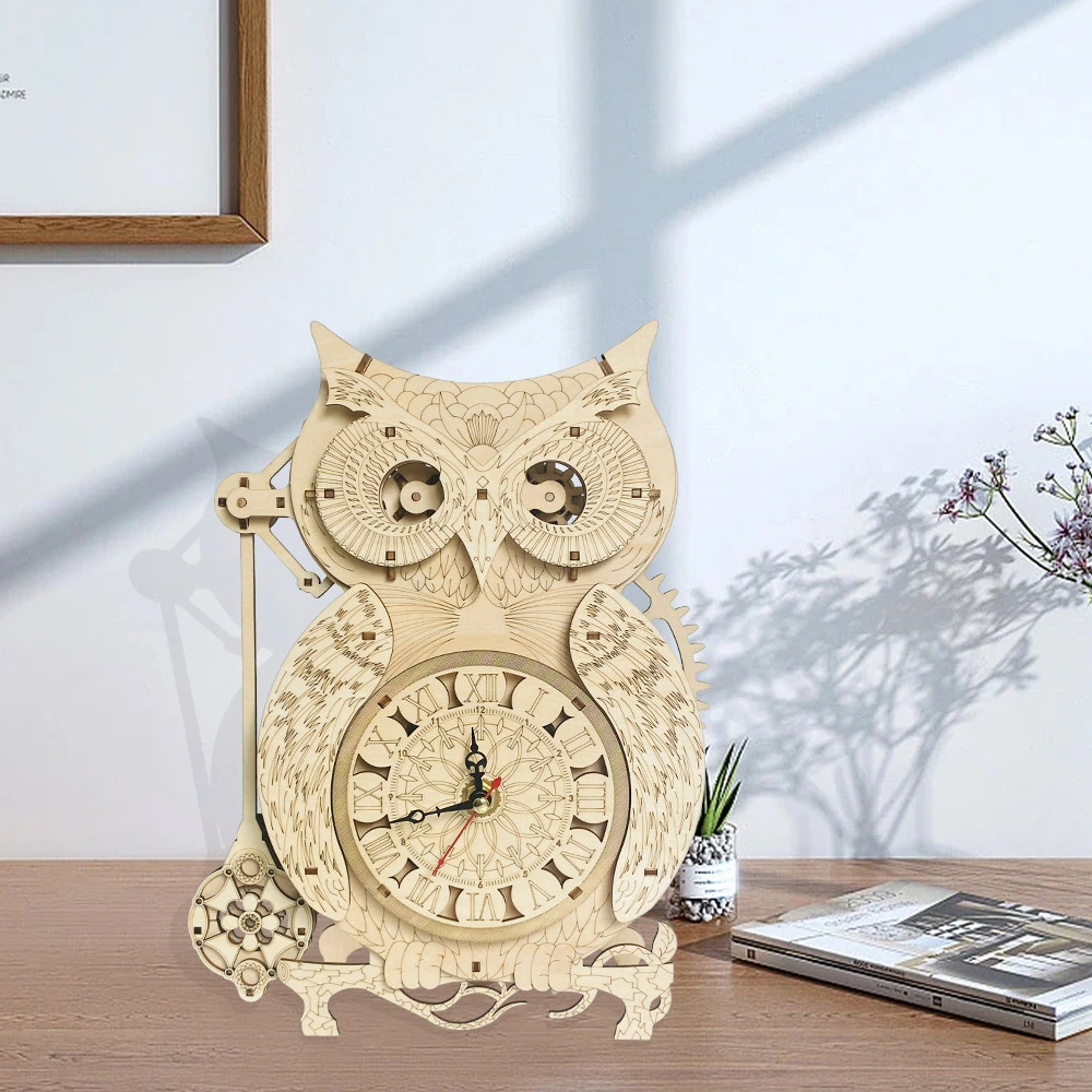 Wooden 3D Jigsaw DIY Owl Clock