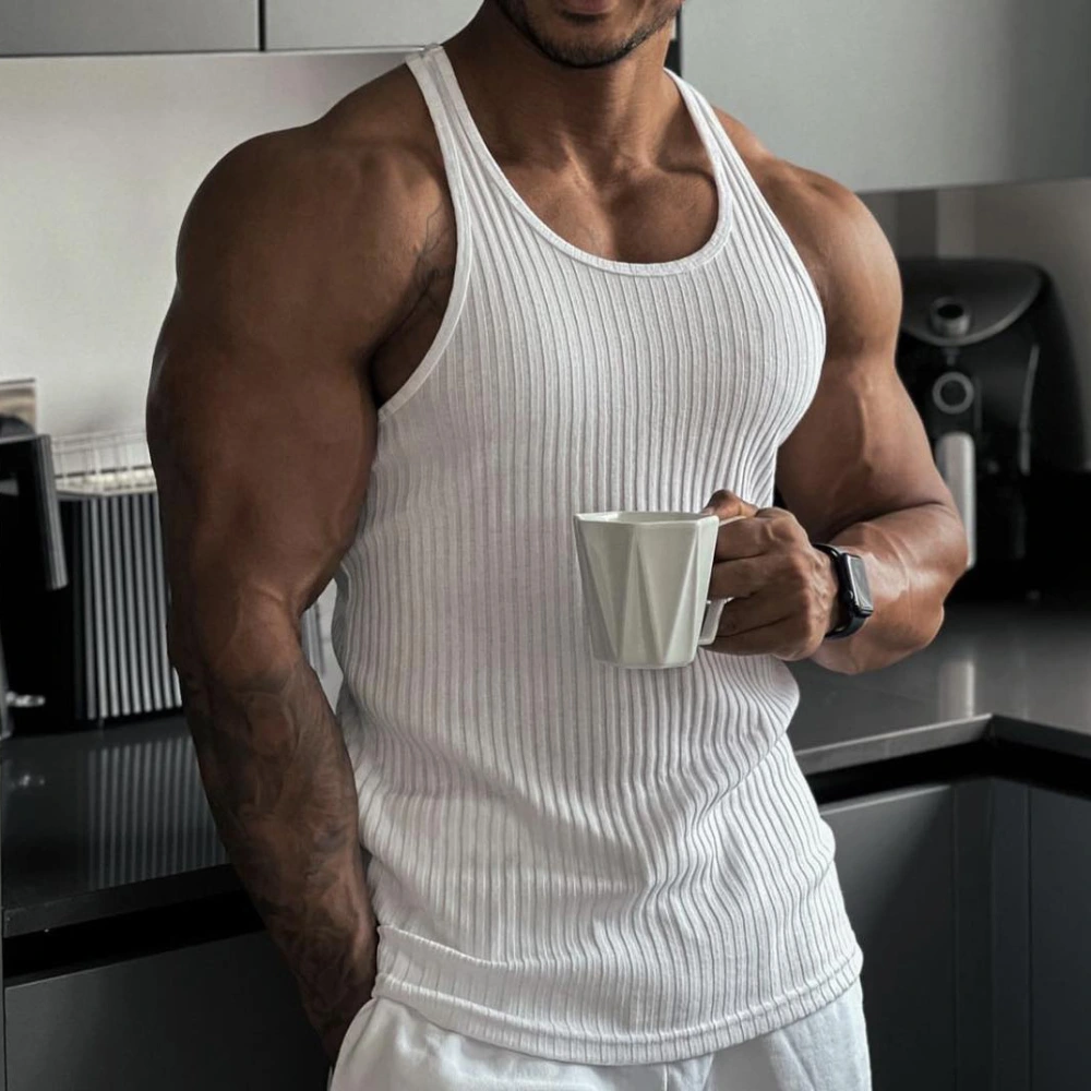 Vertical Stripe Fashion Sportswear Breathable Training Sleeveless