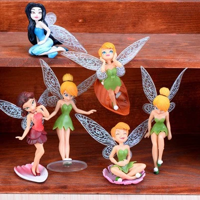 Winged Flower Fairy Princess Elf Girl Birthday Scene Cream Fondant Cake Decoration Ornaments 6 Dolls