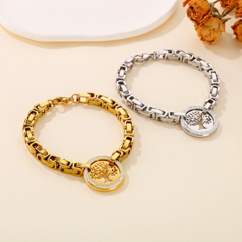 Titanium Diamond Hollow Tree Of Life Ladies Fashion Bracelet