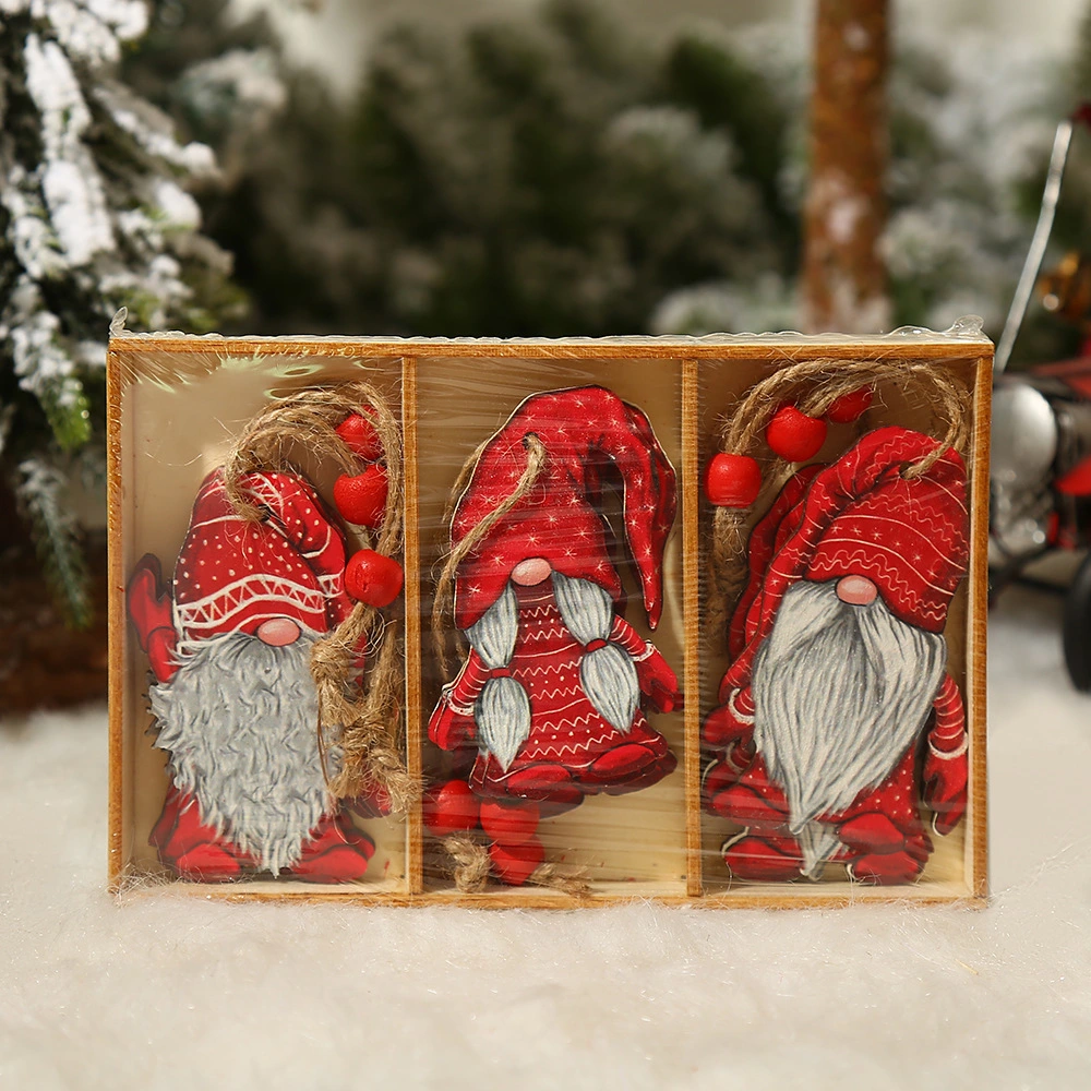 Christmas Supplies Creative Color Painted American Style Furnishings Decoration Props Faceless Forest Man Doll Wooden Board Pendant