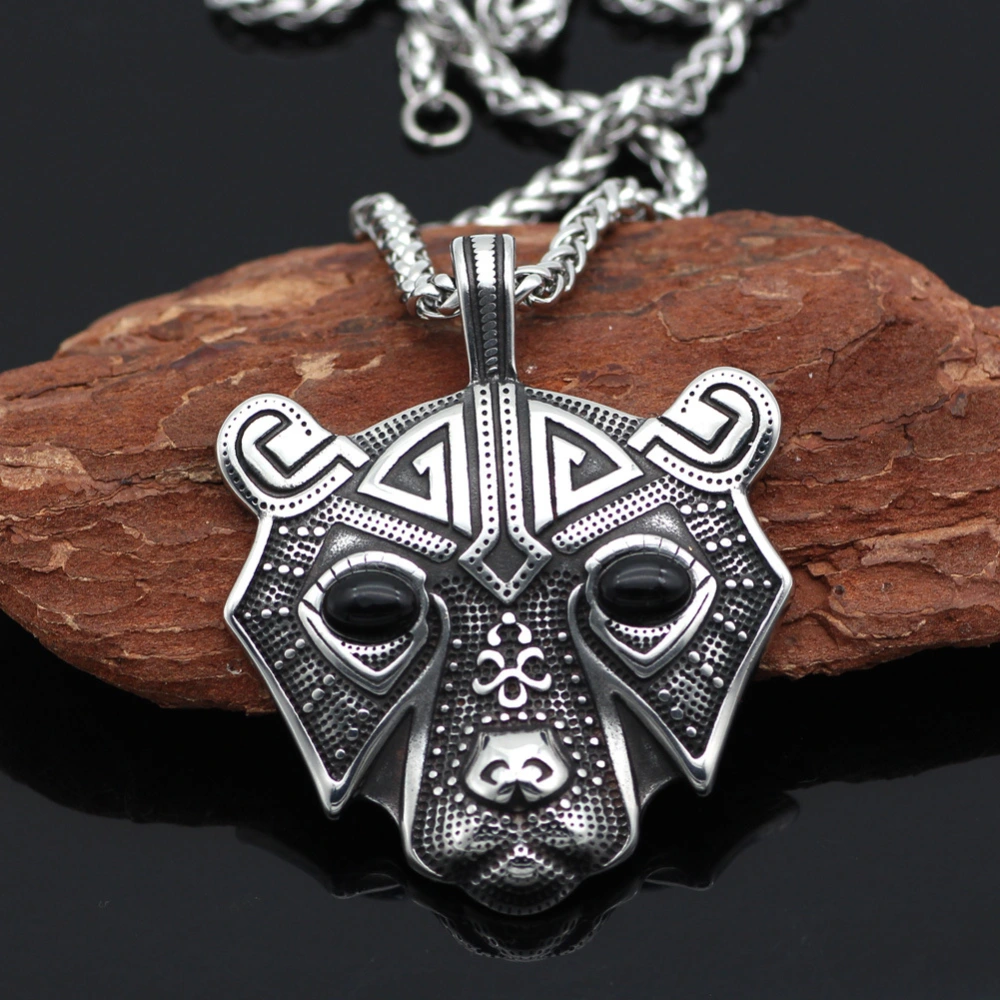 Stainless Steel Nordic Bear Head Titanium Steel Pendant Necklace