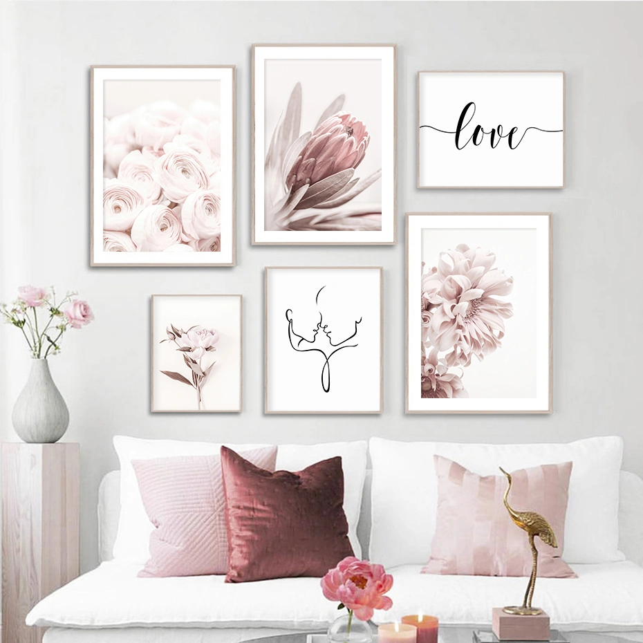 Elegant Peony Love Modern Oil Painting Poster