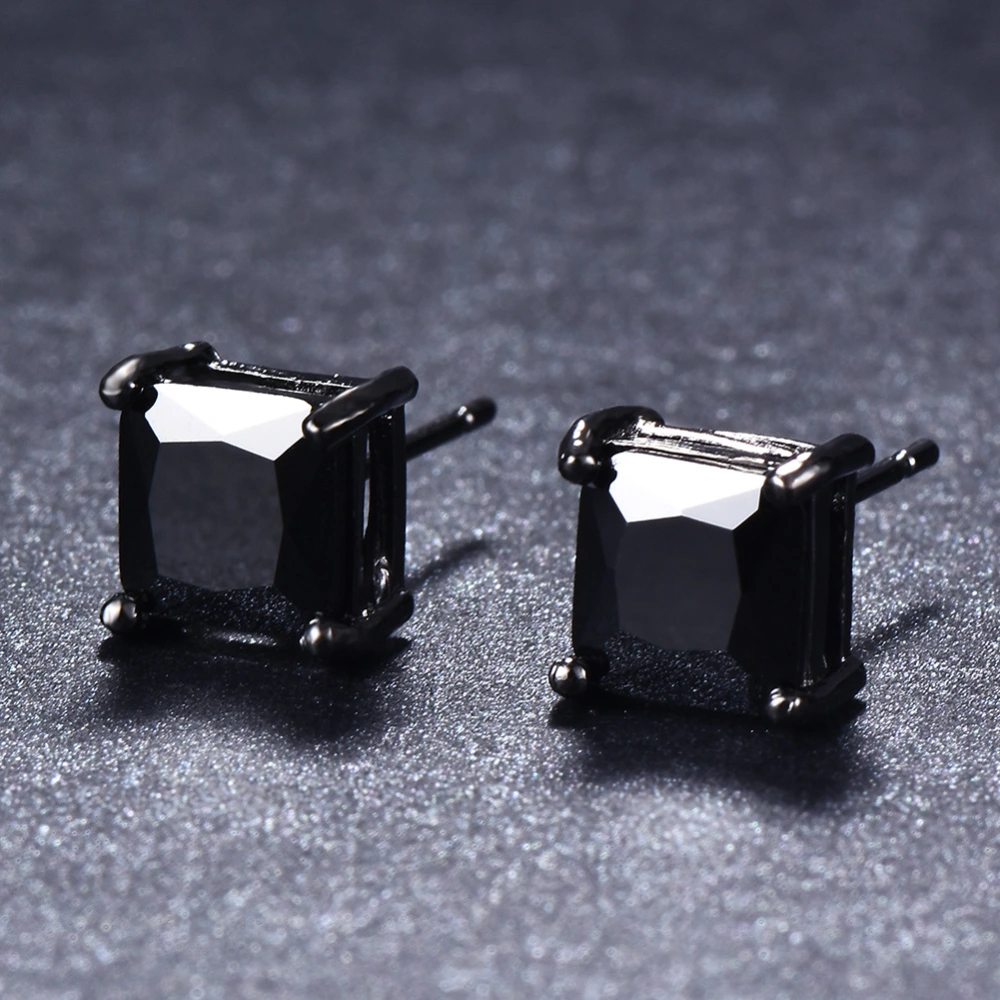 Women's Zircon Square Black Diamond Earrings