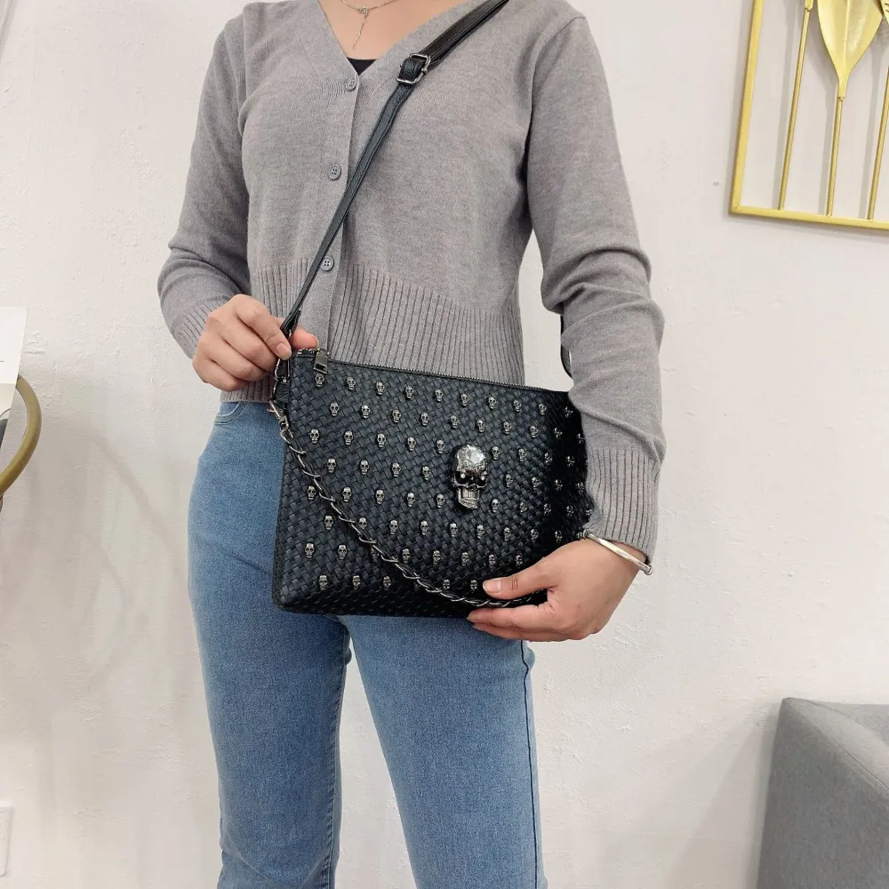 Inclined Span Of Large Capacity Rivet Clutch Bag