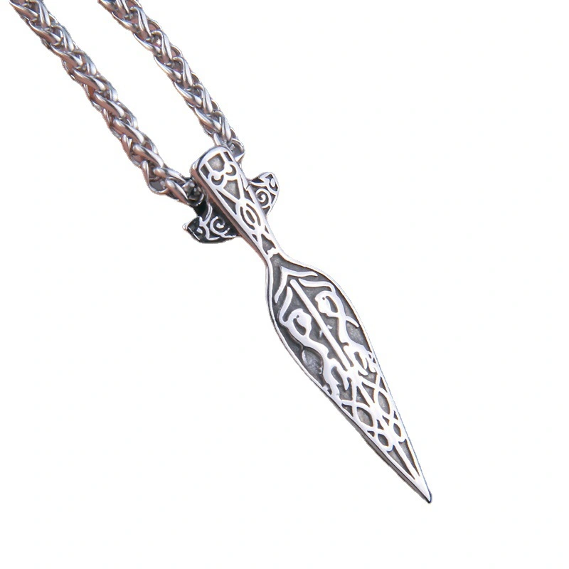 Nordic Pirate Sword Spear Titanium Steel Pendant Man's Stainless Steel Necklace