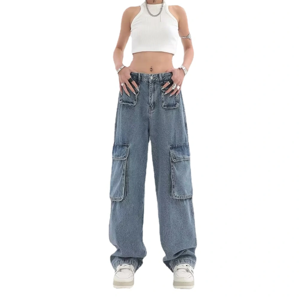 Women's Hip-hop Multi Pocket Straight Jeans