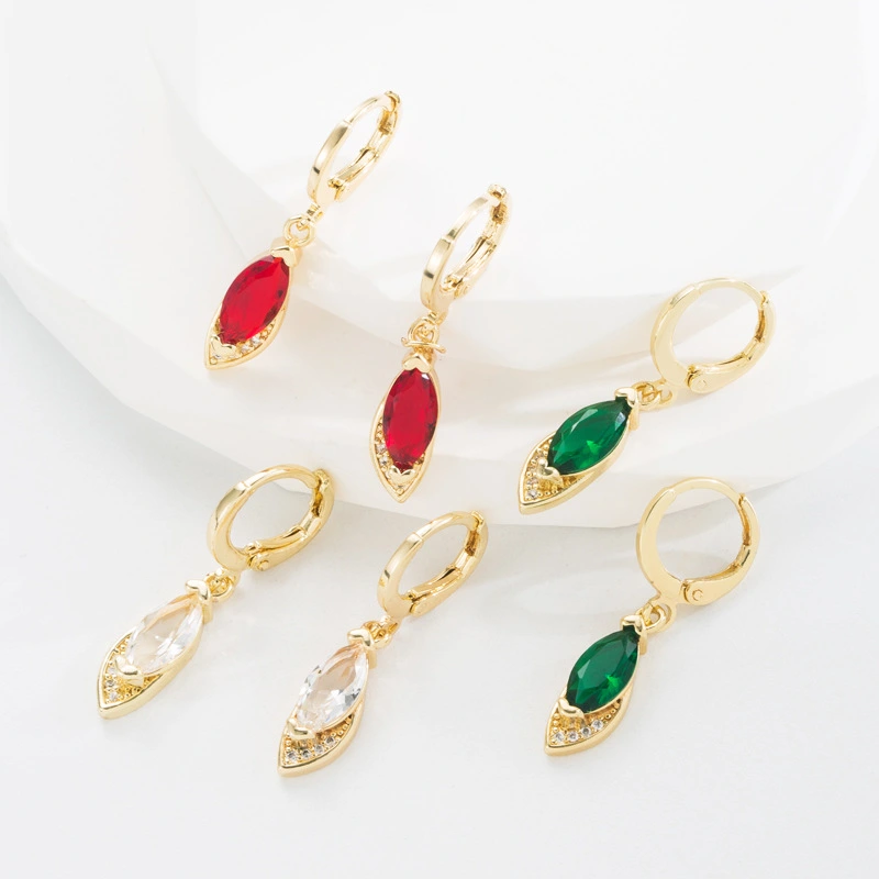 18k Gold Micro Zirconia Creative Geometric Earrings