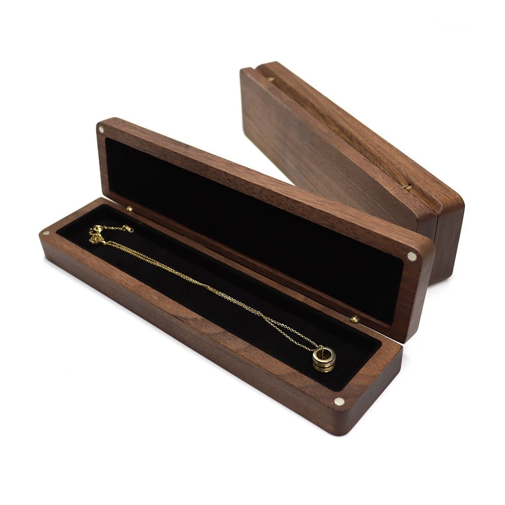 Wooden Rectangular Walnut Bracelet Necklace Box