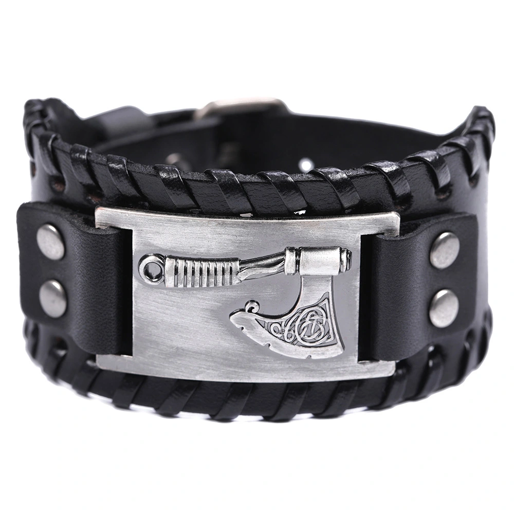 Genuine Leather Metal Hangtag Bracelet