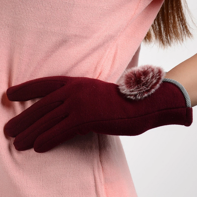 Women's Autumn And Winter Non-inverted Velvet Touch Screen Warm Gloves