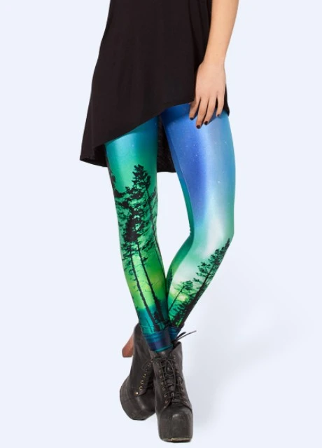 Ladies Fashion Thin Tree Print Starry Leggings