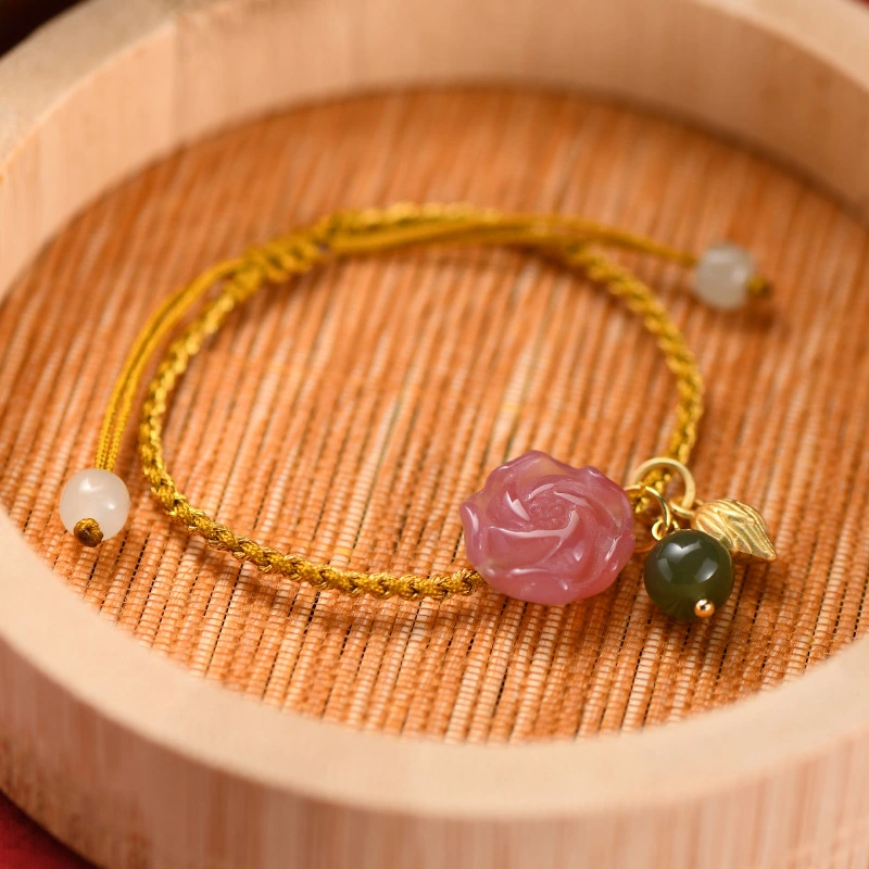 Agate Flower Girl Hetian Jade Bracelet