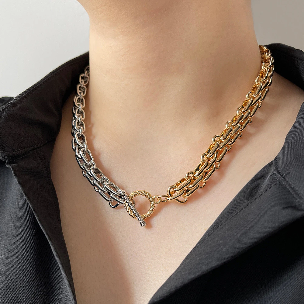 Frosty Texture Woven Design OT Buckle Necklace