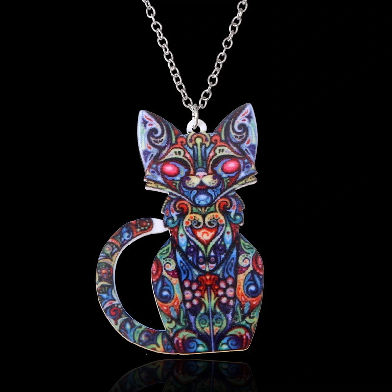 Acrylic Vintage Kitten-shaped Necklace Sweater Chain