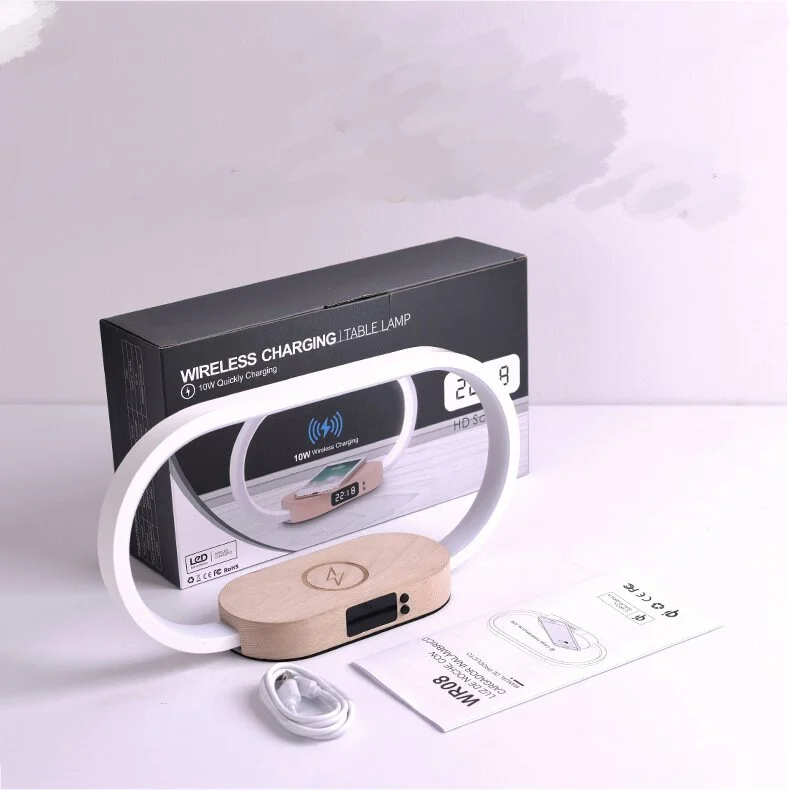 Mobile Phone Wireless Fast Charging With Clock Display Log Touch Dimming Learning Eye Protection Small Night Lamp