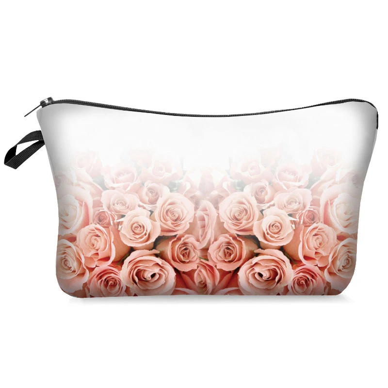 Digital Printing Gradient Rose Roses Ombre Cosmetic Bag Storage Bag Cross-border Hot