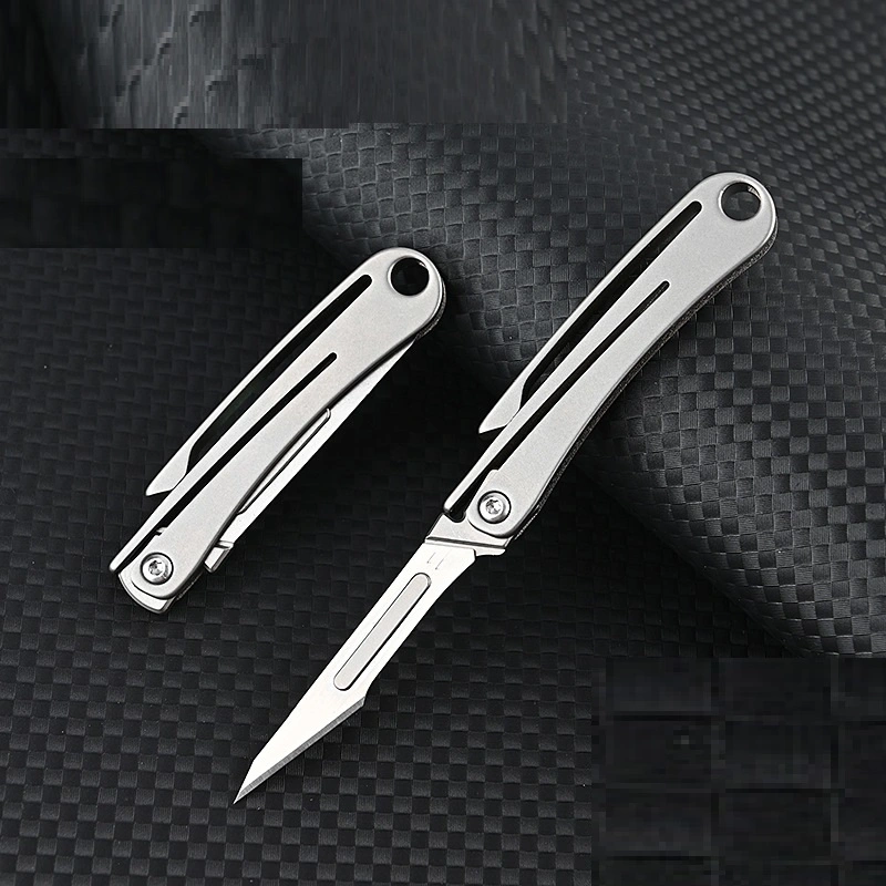 Art Paper Cutting Replaceable Blade Titanium Alloy Mini Folding Knife