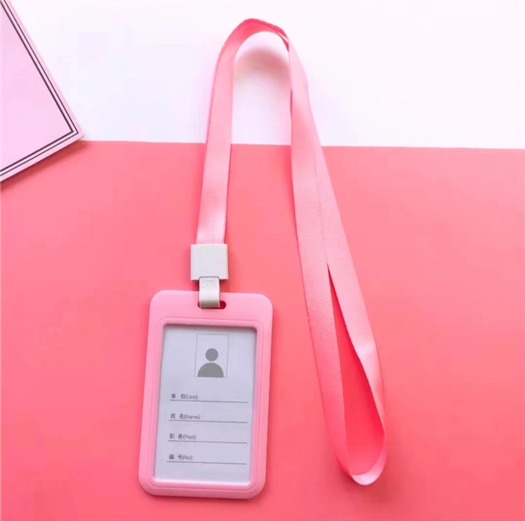 Lanyard Work Permit Card Cover Transparent Hard Card Folder Bus Pass Badge Student Chest Card Card Set School Card