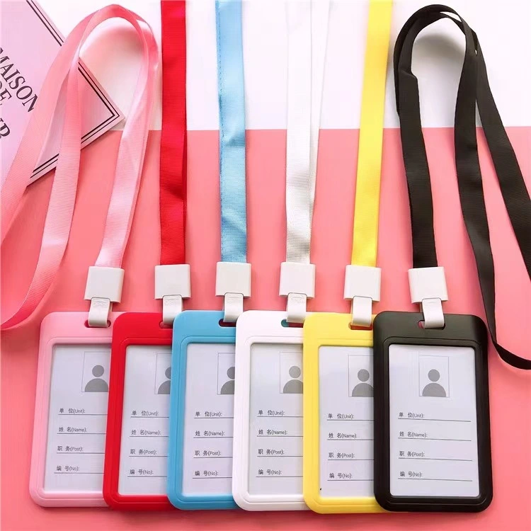 Lanyard Work Permit Card Cover Transparent Hard Card Folder Bus Pass Badge Student Chest Card Card Set School Card