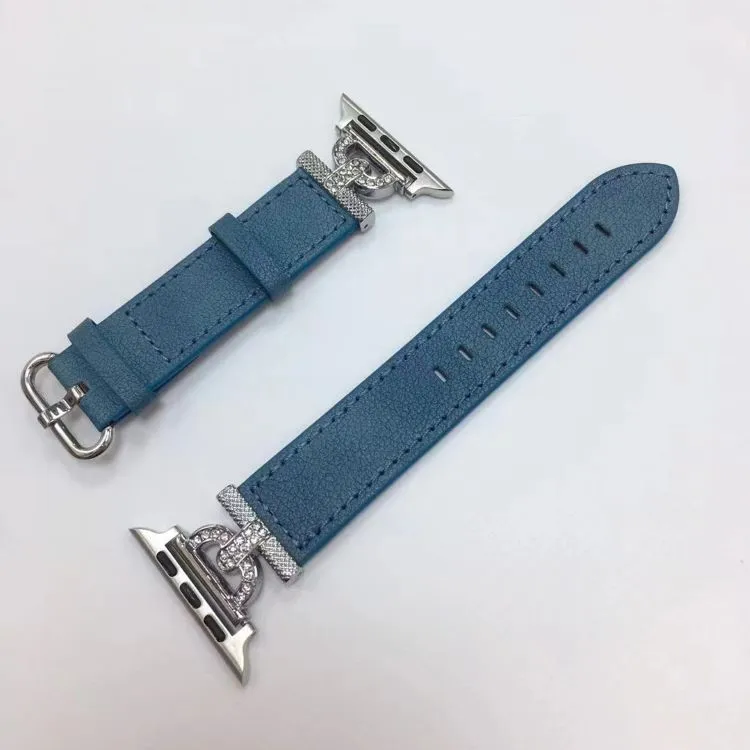 Diamond-encrusted Leather Watch Band