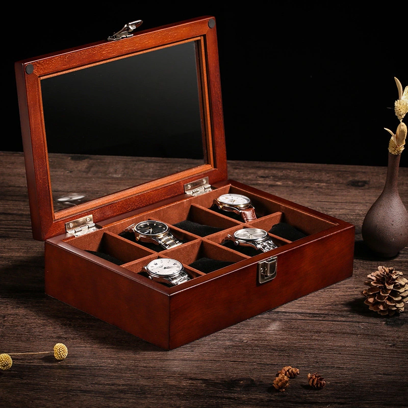 Wooden Watch Box Storage Box Glass Skylight