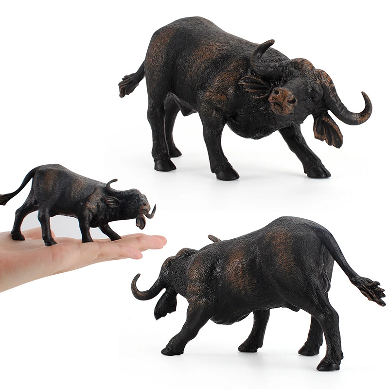 PVC Solid African Prairie Buffalo Model Scientific And Educational Toy