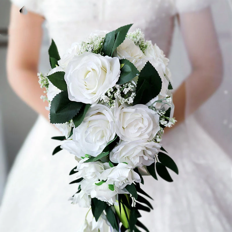 European Style White System Simulation Of Water Drop Holding Flower