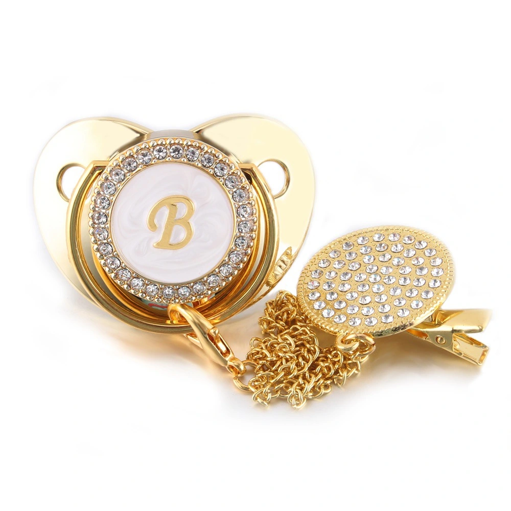26 Letters Gold Metal-words Baby Pacifier