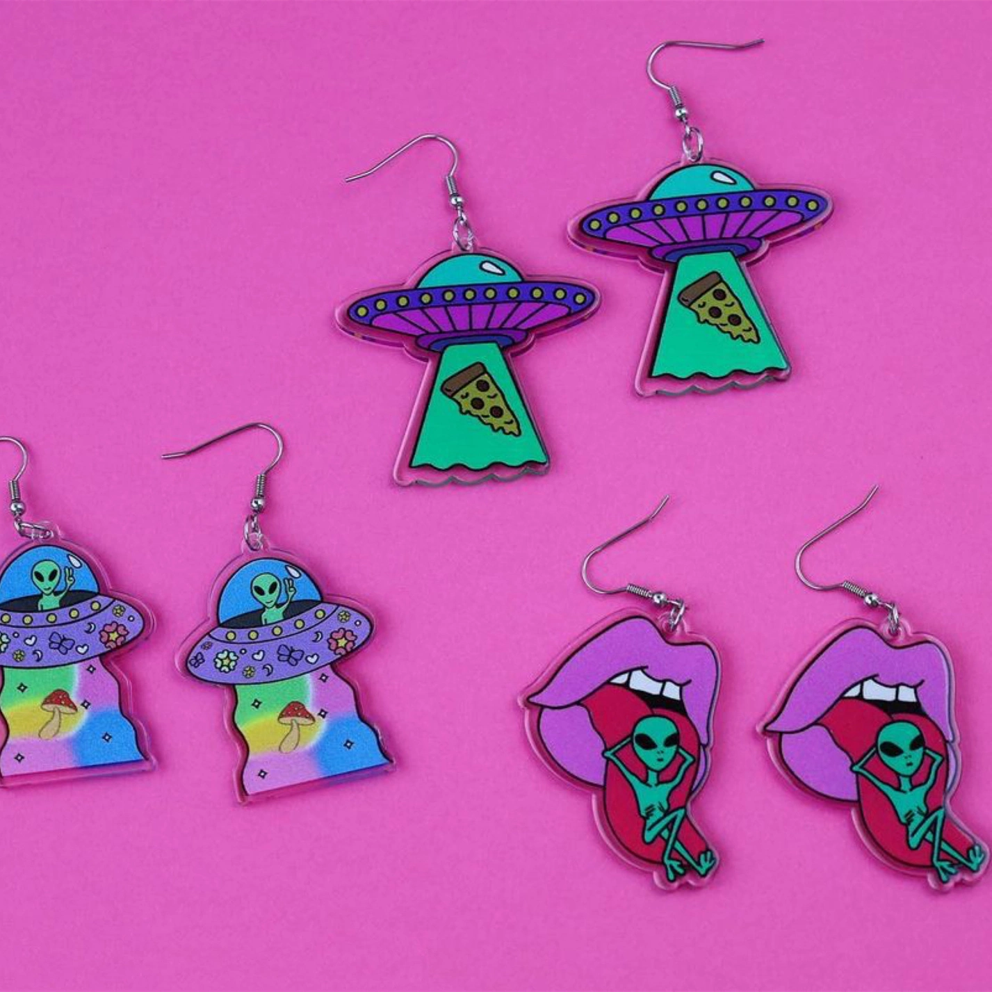 Acrylic Alien Earrings Spaceman Printed Earrings