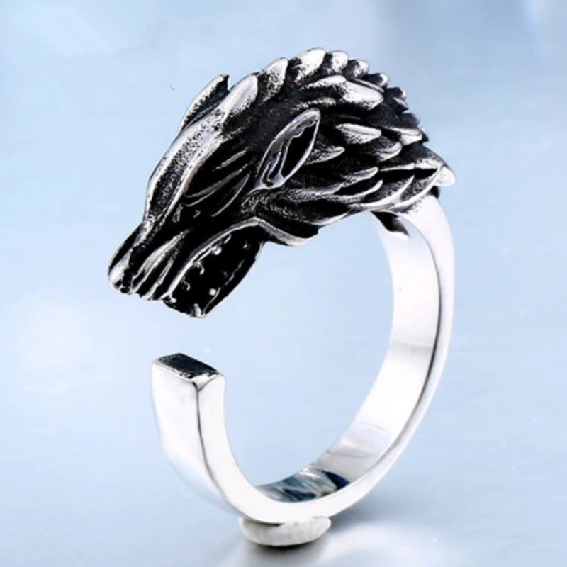 Punk Alloy Ice Wolf Animal Jewelry Ring