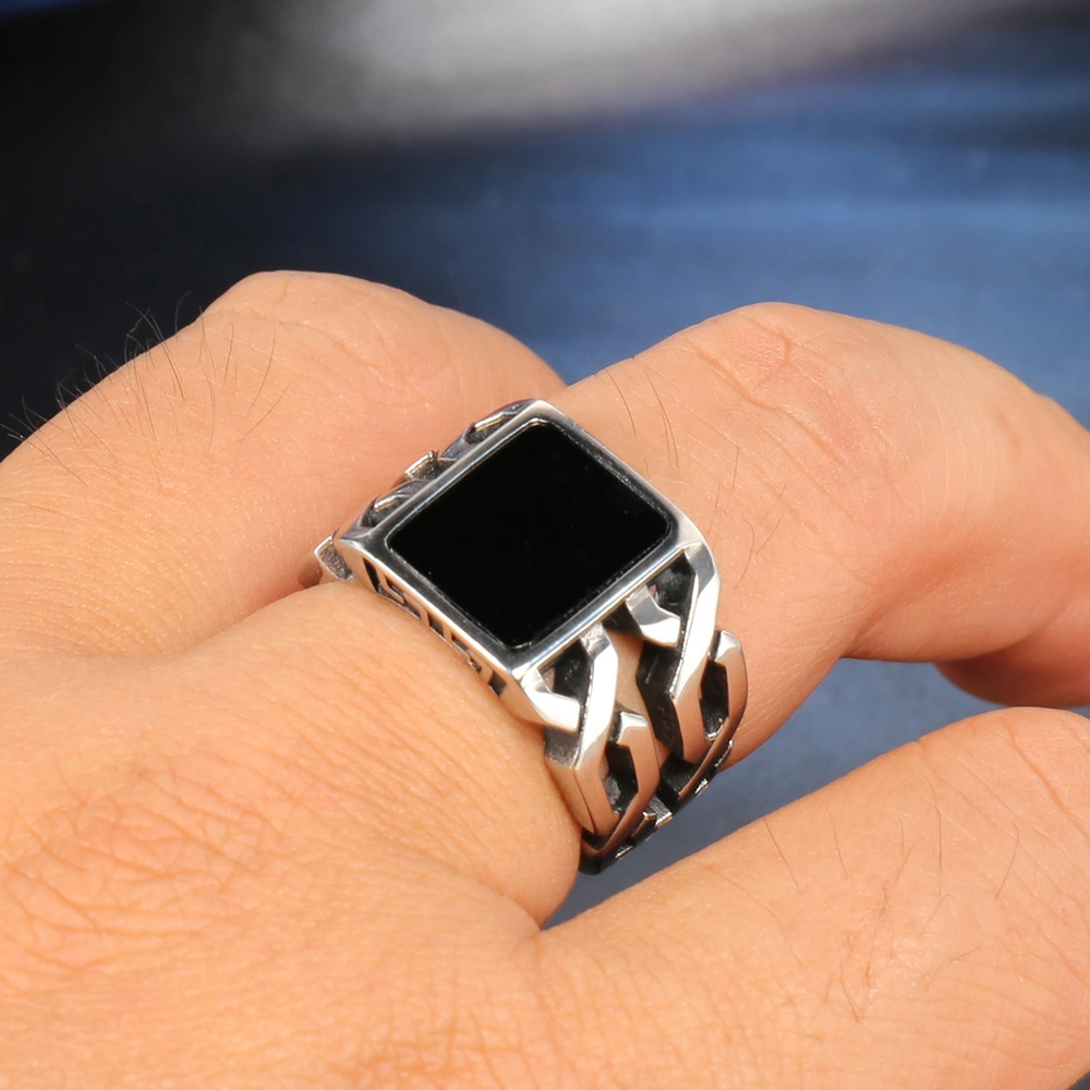 Epoxy Black Titanium Steel Punk Ring