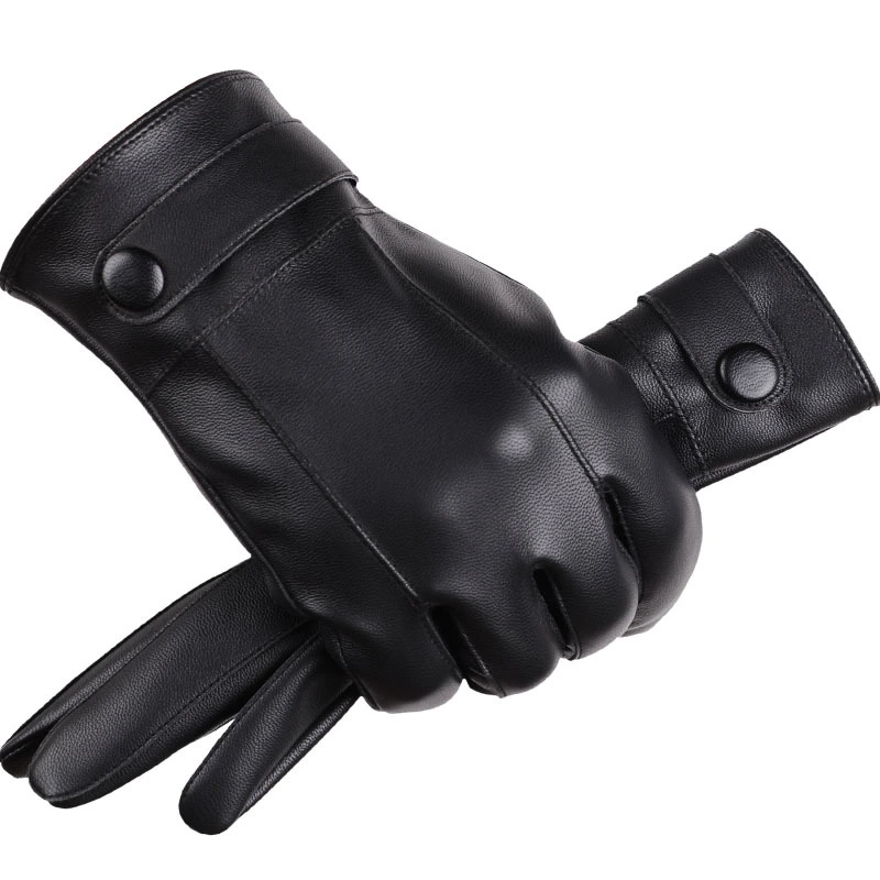 Shi Leather Gloves Touch Screen Thickening