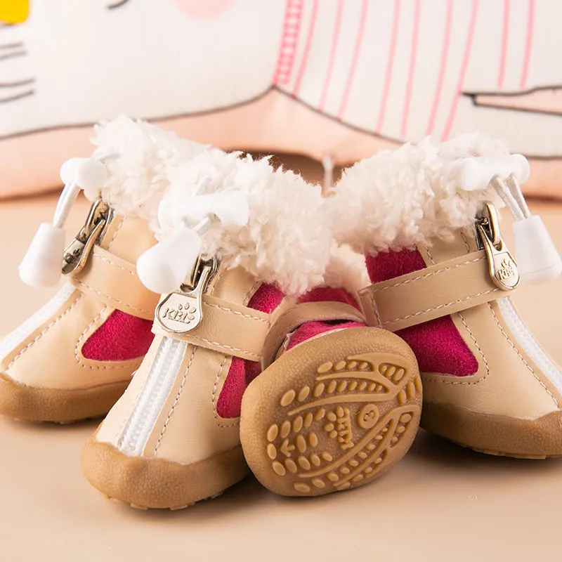 Dog Shoes Pet Winter Fleece Lining Shoes