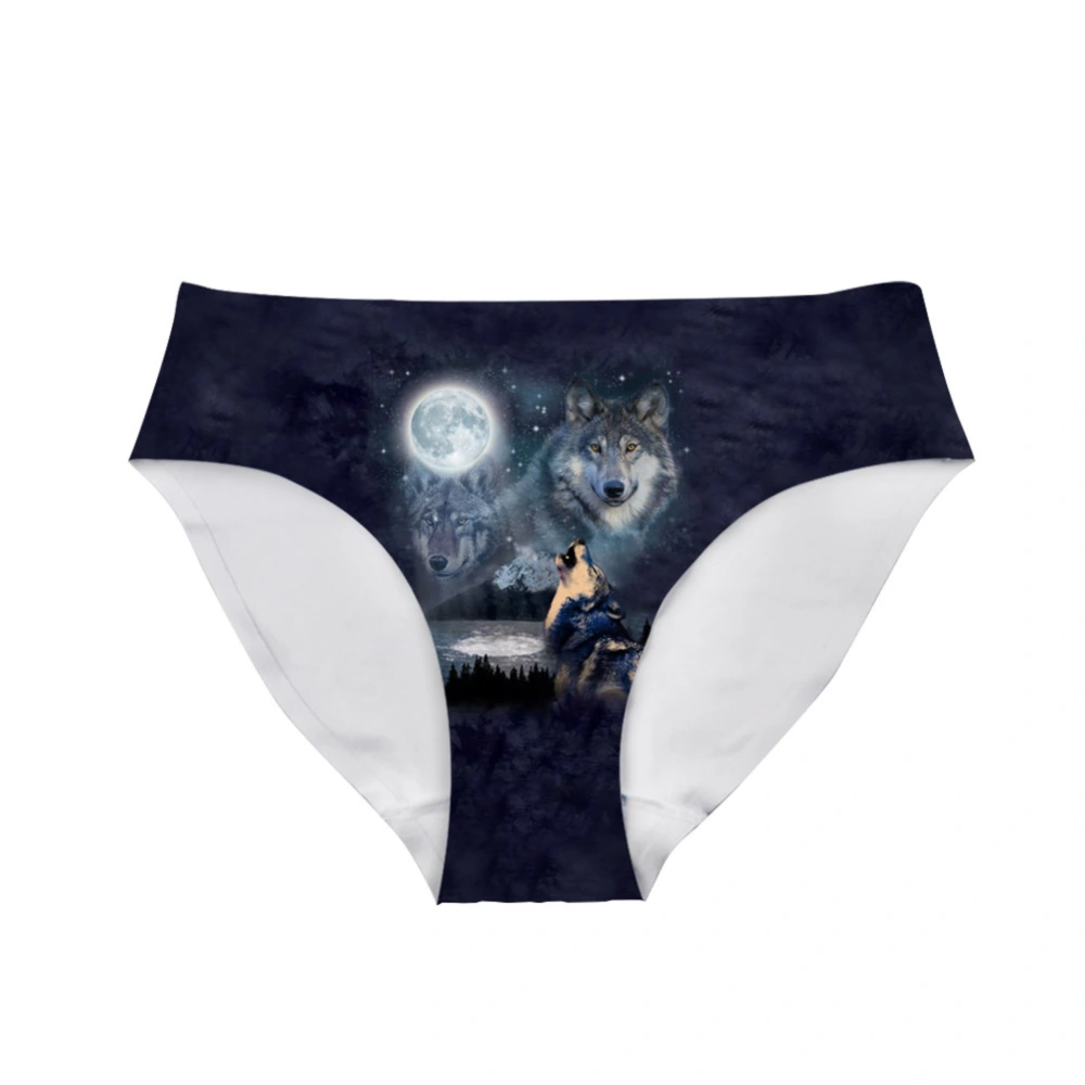 3d Night Wolf Printed Privacy Women's Underwear Low Waist Briefs Plus Size