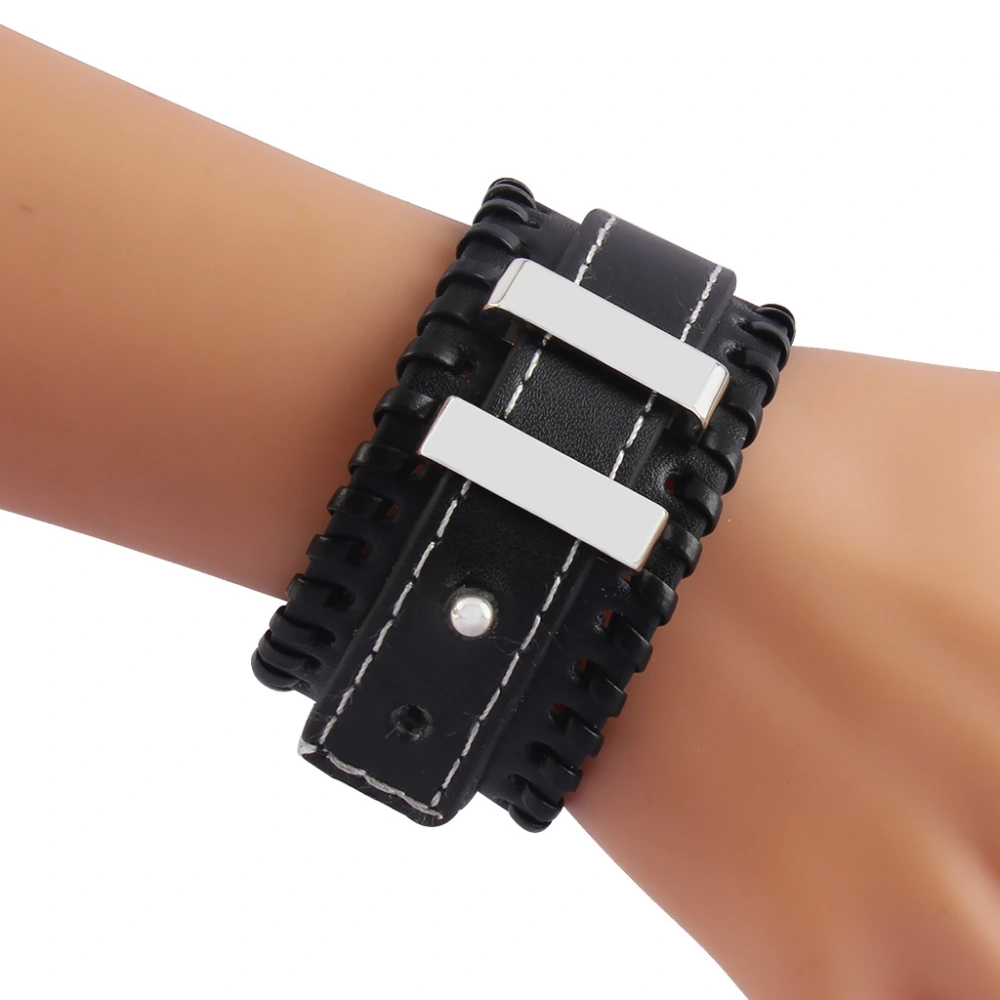 Leather Punk Men's And Women's Rivet Double Layer Leather Bracelet