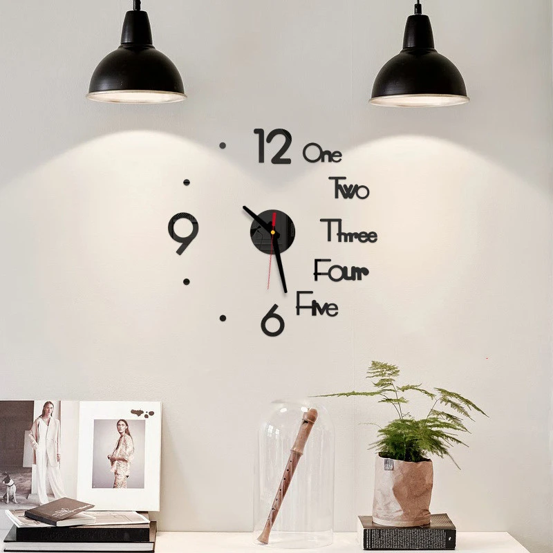 3d Minimalist Creative Acrylic Living Room Mute Decoration Diy Wall Clock