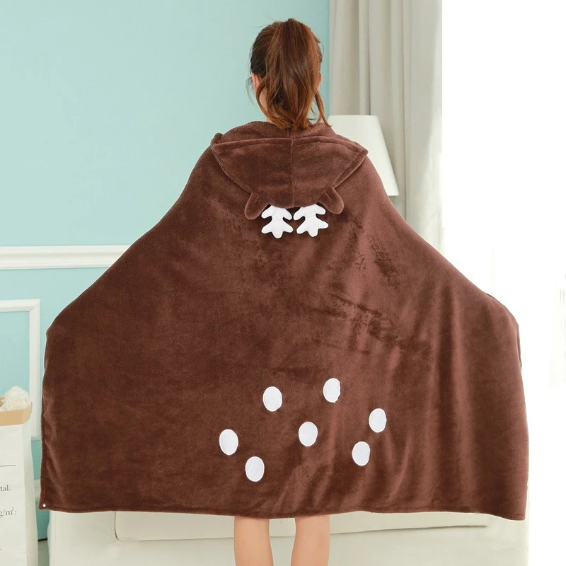 Elk Reindeer House Shawl Cloak Robe Air Conditioning Blanket Student Office Nap Nap Blanket Christmas Gift