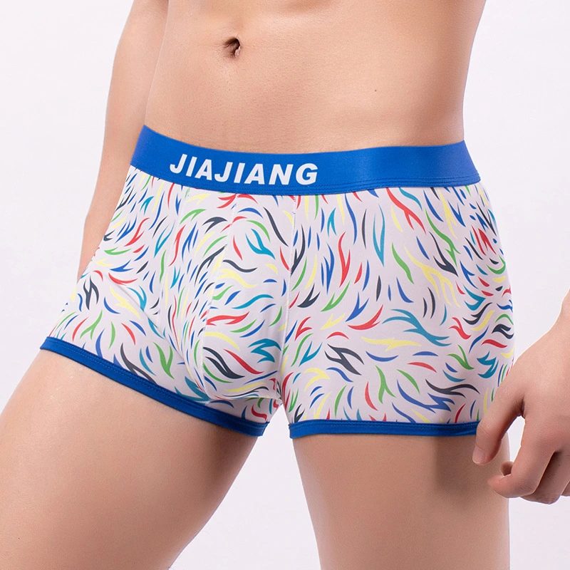 Colorful Silk Printed Boxer Briefs Men's Polyester