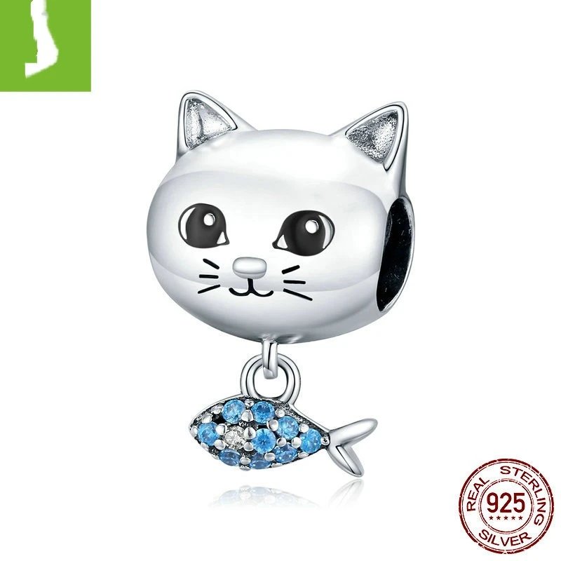 Cat And Fish Cute Silver Jewelry Accessories