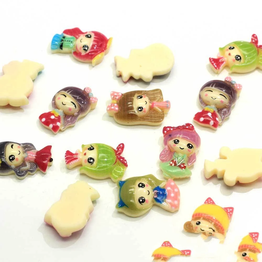 Cute Cartoon Resin Princess Girl Patch Diy Handmade Hair Ring And Hairpins Accessories Phone Case Decorative Material