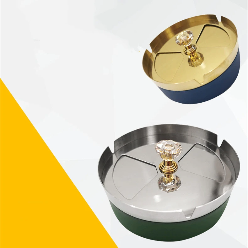 Creative Stainless Steel Ashtray With Rotating Lid