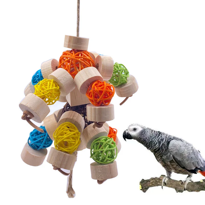 Toy Bird Vine Bal Wooden Nibbling Bird Supplies Cage Accessories Toys