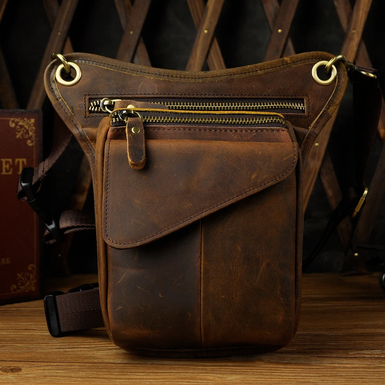 Top Layer Oil Wax Leather Waist Bag