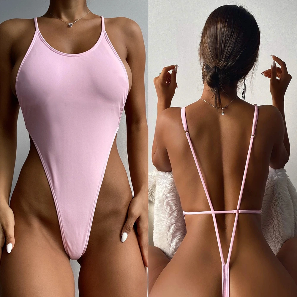 Fashion One-piece Swimsuit Women's Triangle Solid Color