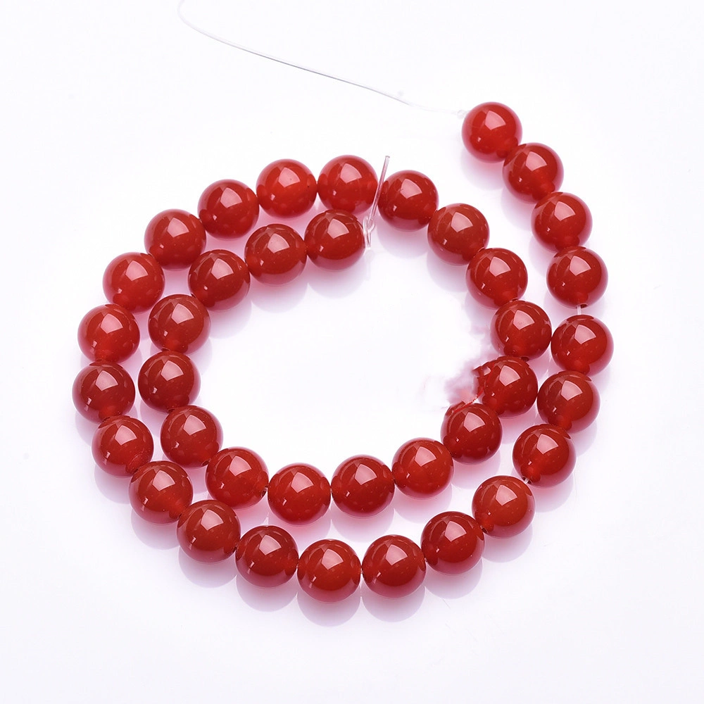 Natural Red Agate Crystal Chalcedony Round Loose Bead Bracelet