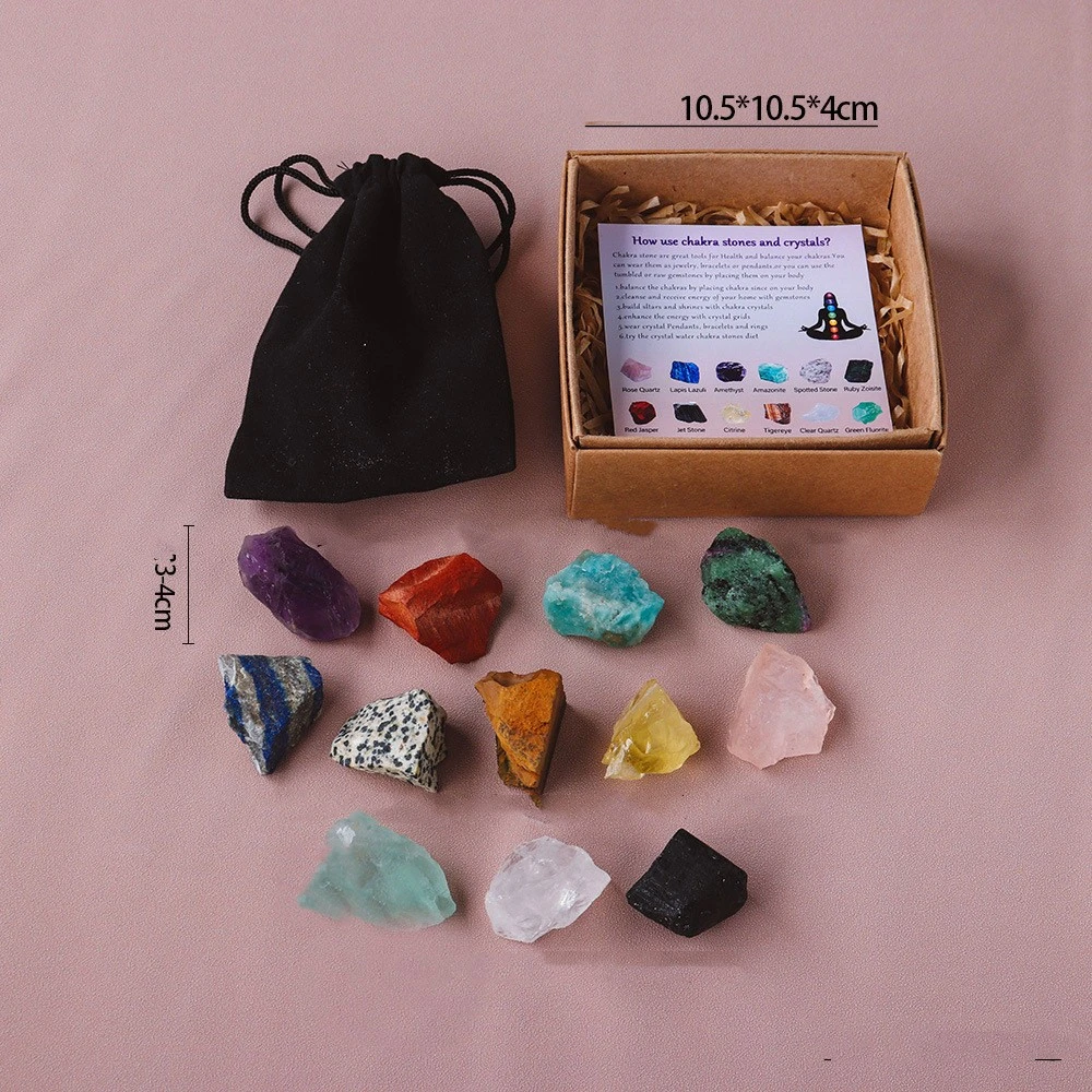 Natural Crystal Original Stone Set Energy Crystal Unpolished Semi Precious Amethyst Gift Box