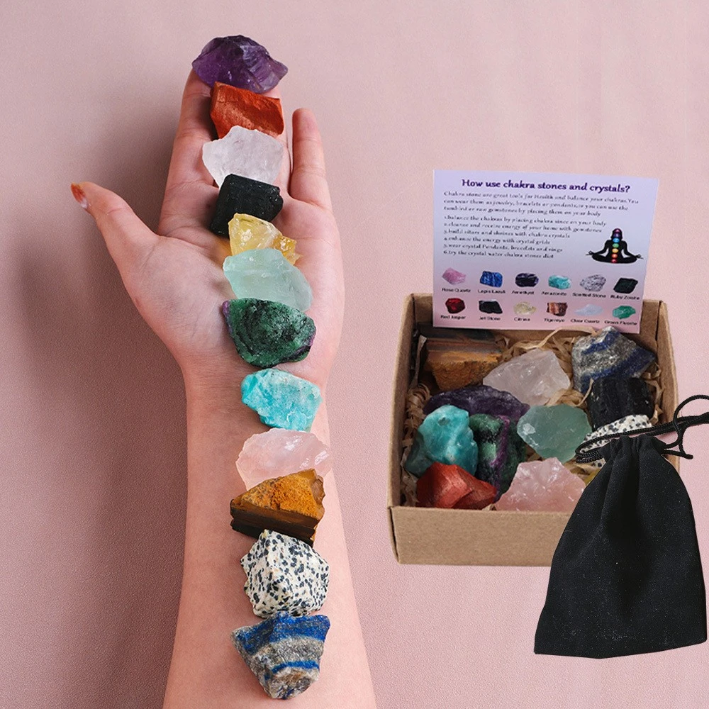 Natural Crystal Original Stone Set Energy Crystal Unpolished Semi Precious Amethyst Gift Box